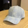 Bestickte Denim Baseballcap Damen Stilvolle Kappe Mit Breiter Krempe Sonnenschutz - Erwachsene 54-60 Einstellbar / Hellblau