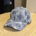 Jeans Baseballcap mit weißer Blumenstickerei, perfektes Detailbild für stylische Damen Sonnenhüte. - Erwachsene 54-60 Einstellbar / Dunkelblau