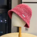 Chapeau bob en tricot pour femme automne hiver dégradé rayé bonnet de pêcheur chaud - Taille Unique Adulte 54-60 / Bordeaux