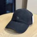 Black washed cotton baseball cap with stylish front embroidery, casual streetwear style for daily. - Adult 54-60 Adjustable / Black