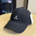 Black cotton baseball cap with embroidered letter design, casual adjustable sun hat for daily wear. - Adult 54-60 Adjustable / Black