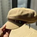 Classic wool felt baker boy cap for women, vintage autumn winter octagonal hat style. - Adult 54-60 Adjustable / Khaki