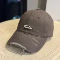 Vintage washed distressed baseball cap for women and men, stylish curved brim hat. - Adult 54-60 Adjustable / Coffee