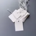 Blank white paper hang tags with elastic strings for clothing price labeling and DIY writing. - 3x4cm / White