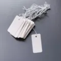 Blank white paper hang tags with elastic strings for DIY pricing gift labels clothing display tags. - 2x4cm / White