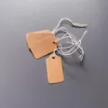 Blank kraft paper hang tags with white elastic string for DIY price labels and gifts - 1.8x3.2cm / Coffee