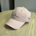 Pink soft top baseball cap with embroidered lettering and star motifs for daily casual wear. - Pink
