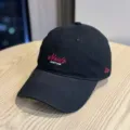 Classic black baseball cap with front embroidery letters, soft top casual streetwear sun hat. - Adult 54-60 Adjustable / Black
