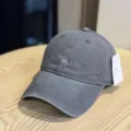 Washed cotton baseball cap for men and women, minimalist retro style with letter embroidery. - Adult 54-60 Adjustable / Dark Gray