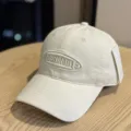 Retro washed cotton baseball cap for women, soft top duckbill hat with cool embroidery. - Adult 54-60 Adjustable / Beige