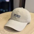 Vintage washed cotton baseball cap with embroidered letter design, casual soft top dad hat. - Adult 54-60 Adjustable / Khaki