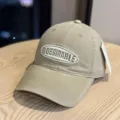 Washed cotton baseball cap detailed view, showing retro khaki color and embroidered logo. - Adult 54-60 Adjustable / Khaki