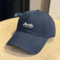 Navy blue cotton baseball cap with front embroidery, ideal for spring and summer daily wear. - Adult 54-60 Adjustable / Navy Blue