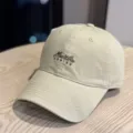 Close-up detail shot of the washed cotton baseball cap featuring front embroidered lettering. - Adult 54-60 Adjustable / Khaki