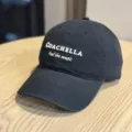 Black baseball cap with embroidered Coachella letters, stylish casual fashion hat. - Adult 54-60 Adjustable / Black