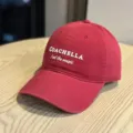 Red baseball cap with Coachella embroidery, stylish casual streetwear duck tongue hat for men women. - Adult 54-60 Adjustable / Burgundy