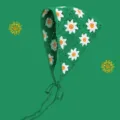 Foulard triangolare floreale all'uncinetto fascia margherita verde per l'estate - Foulard Triangolare con Margherita Verde Scuro