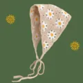 Sciarpa Triangolo margherita Lavorata A Maglia Vintage Uncinetto Fascia Capelli Estate Floreale - Foulard Triangolare con Margherita Kaki