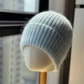Berretto in maglia a costole donna inverno caldo cappello morbido stile casual - Taglia Unica Adulto (54-60cm) / Azzurro