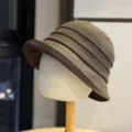 Brown fold-able women's sun hat detail, stylish pleated brim design for summer travel. - Adult Adjustable 54-60 / Coffee