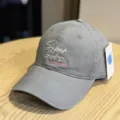 Grey baseball cap detail, unstructured soft crown with stylish embroidered quote and wide brim. - Adult 54-60 Adjustable / Light Gray