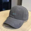 Grey corduroy baseball cap with blue Don't embroidery, casual soft top sun hat detail. - Adult 54-60 Adjustable / Gray