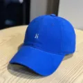 Blue washed cotton baseball cap detail, embroidered letter hi design, breathable soft top. - Adult 54-60 Adjustable / Blue