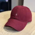 Vintage washed cotton baseball cap with letter embroidery, breathable soft top unisex casual hat. - Adult 54-60 Adjustable / Burgundy