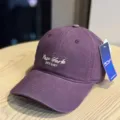 Purple cotton baseball cap with embroidered New York letter design, stylish and sun-proof. - Adult 54-60 Adjustable / Purple