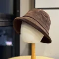 Sombrero de cubo de ante marrón retro para mujer, otoño invierno elegante sombrero casual. - Adulto 54-60 Ajustable / Café