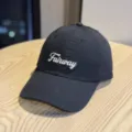Minimalist black quick-drying baseball cap with white embroidered fairway letter for outdoor. - Adult 54-60 Adjustable / Black