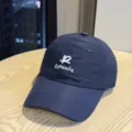 Quick-drying baseball cap with embroidered logo, casual streetwear sun hat for men and women. - Adult 54-60 Adjustable / Navy Blue