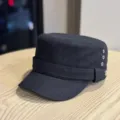 Retro British style flat top cadet hat for women, autumn versatile fashion casual duckbill cap. - Adult 54-60 Adjustable / Black