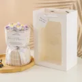 Ramo de flores tejido a mano estilo tweed margarita abullonada regalo con bolsa para mujer - 13 Puffs Púrpura (Ramo Simple)