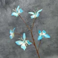Artificial blue butterfly branch decorative floral prop for home decor window display. - 5 Small Heads 10