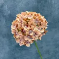 Artificial hydrangea flower stem, vintage apricot faux floral decor for wedding and home. - Coffee