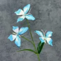 3D artificial butterfly flower branch home decor fake plant window display shooting props - 3 Small Heads 1