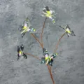 3D printed artificial butterfly branch decor, black multi-color style variant display. - 5 Small Heads 6