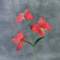 Artificial butterfly branch for home decor, window display, or photography prop, vibrant red. - 3 Large Heads 3