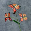 3D Monarch Butterfly Artificial Flower Decor, Orange Faux Plant Simulation Prop Variant - 3 Large Heads 9