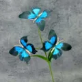 Artificial butterfly branch simulation flower home decor window display photo prop blue - 3 Large Heads 13