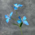 Blue butterfly artificial flower branch, 3D simulation floral branch for home decor and photo props. - 3 Large Heads 14