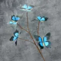 3D printed artificial blue butterfly branch home window decoration shooting props ornament SKU - 5 Large Heads 6