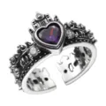 Vintage Castle Crown Heart Purple Zirconia Ring Elegant Open Finger Jewelry Detail Shot - Crown Heart Zircon Ring