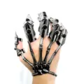 Gothic skeleton hand claw ring punk mechanical finger armor adjustable gothic jewelry - One Size / Ghost Hand Plus Ring Set