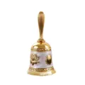 Cloche à main rétro en métal doré et blanc avec motif de lotus gaufré raffiné. - Or et Blanc Style 2