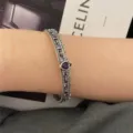 Vintage silver crown heart purple zircon bracelet for women fashion elegant bangle - Crown Heart Purple Zircon Bracelet
