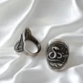 Vintage Chinese stijl sterling zilveren slang dierenriem open verstelbare ring sieraden. - Zodiac Slang
