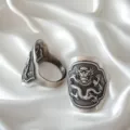 Handgemaakte sterling zilveren draken ring vintage stijl verstelbare open ring detail - Zodiak Draak