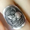 Handgemaakte Vintage Zilveren Dierenriem Rat Ring Open Verstelbare Chinese Stijl Sieraden - Rat Dierenriem